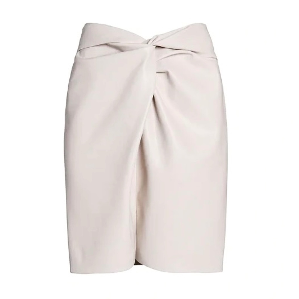 Nanushka Off-White Milo Vegan Leather Twisted Mini Skirt Sz L